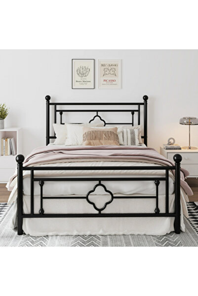 MarketMob Pat Home Metalic 160x200 cm Nuanta Negru Somiera Inclusa MB26