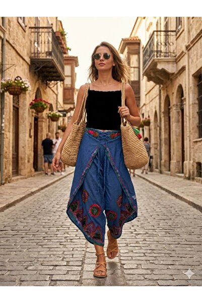 AYASOFYA OTANTIK Women's Indian Ethnic Embroidered Covered Shalwar Trousers