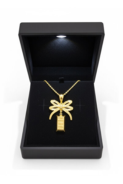 Hakan Güler Kuyumculuk Altın Fiyonk Modelli Gram Külçe Altın Kolye Uçlu Halat...