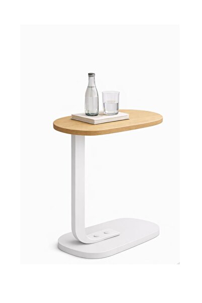 TSUMAB طاولة جانبية عصرية على شكل حرف C - طاولة أريكة من خشب MDF بتشطيب خشبي ...