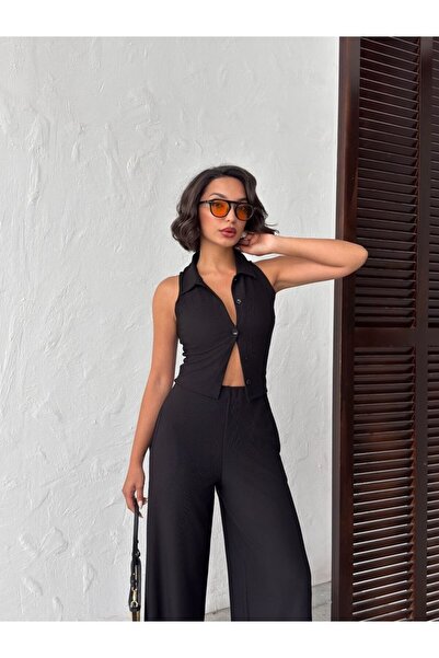 ARK MAĞAZALARI Shirt Collar Buttoned Bottom and Top Set