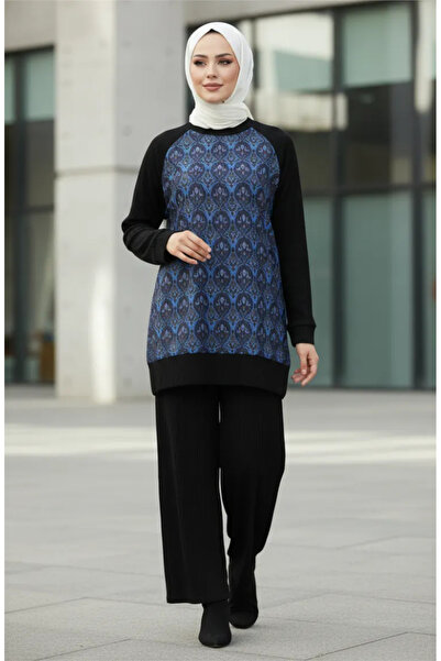 sefamerve cu model Set dublu pantaloni tunică 2245-01 Bleumarin