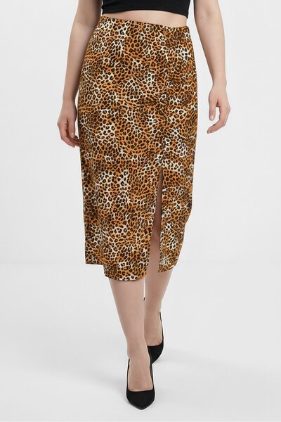 Maje Women Animal Print Midi Skirt, Multicolor