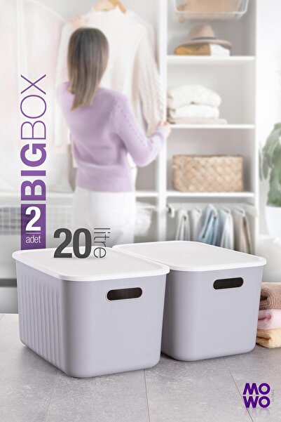 Mowo Home صندوق تخزين كبير الحجم سعة 20 لترًا، مكون من قطعتين، منظم خزانة رما...