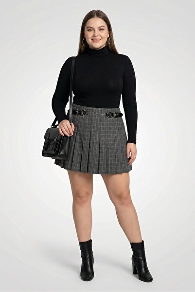 Maje Women Checkered Mini Skirt, Grey