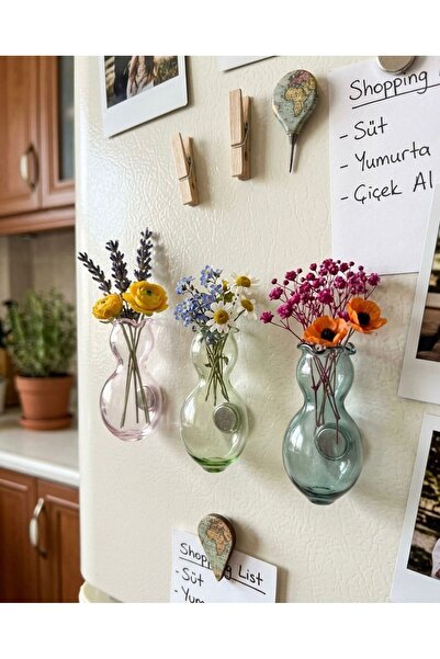 nazarboncuğu Cam Vazo Magnet El Yapımı 3lü Renkli Magnet 3.5/4CM UZUNLUĞUNDA