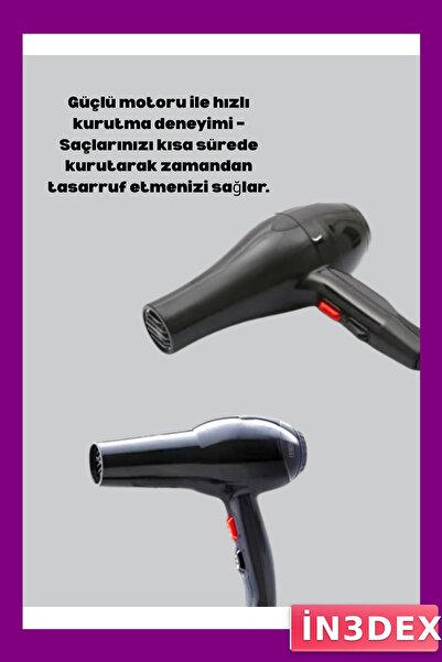 İN3DEX 2200 Watt Powerful Hair Dryer with Quick Drying Feature