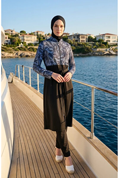 sefamerve Zippered Hijab Swimsuit 2603-01 Black