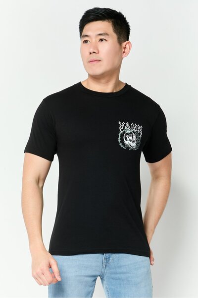 Vans Men Crew Neck Short Sleeve Graphic Print T-Shirt, Black