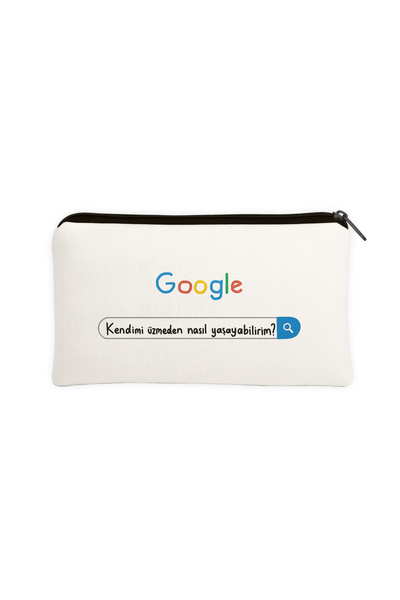 Hayali Şeyler Google Arama Tasarımlı Komik Mesajlı Kalemlik Makyaj Çantası Ço...