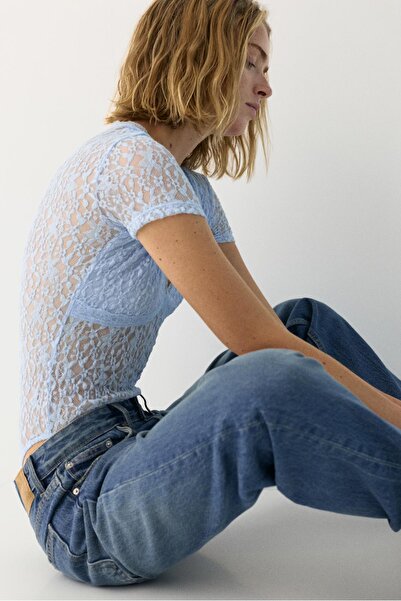 Pull & Bear Kısa kollu dantel body