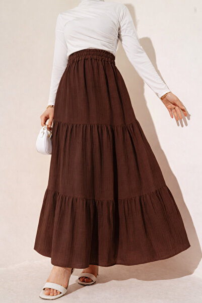 VOICTEC Premium Quality Lined Layered Muslin Maxi Skirt