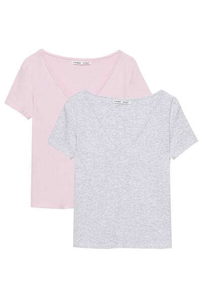 Pull & Bear V yaka t-shirt paketi