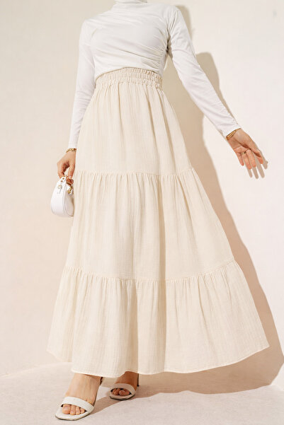 VOICTEC Premium Quality Lined Layered Muslin Maxi Skirt