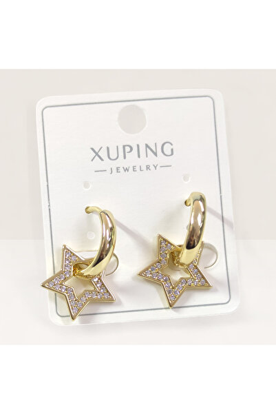 Güler Yüzlü Silver Xuping 15 mm Star Hoop Earrings Gold