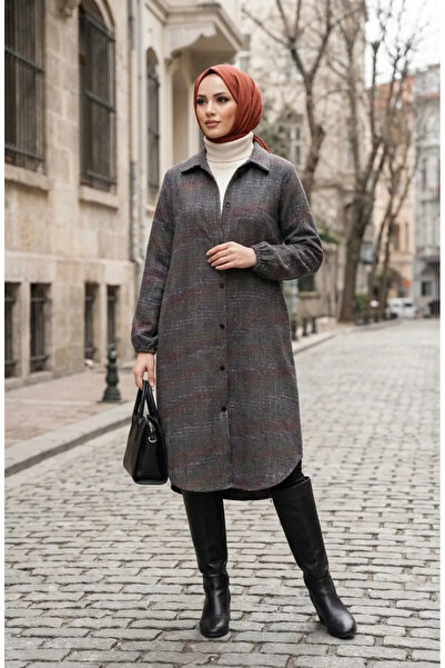 sefamerve Buttoned Lumberjack Winter Tunic 2506-06 Anthracite