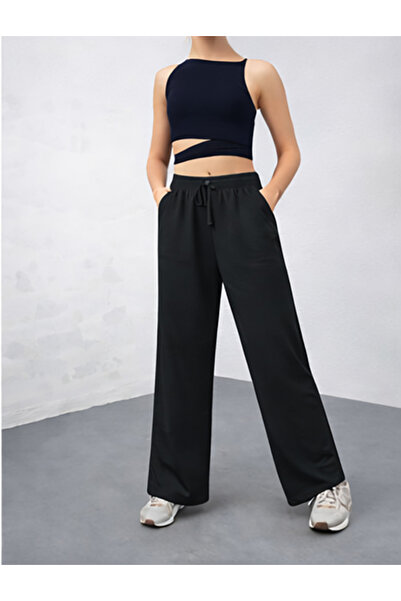 vikitekno Women's Premium Quality Linen Blend Lace-Up Trousers