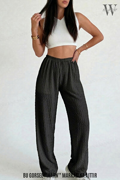 warn Women's Seersucker Fabric Wide-Leg Pocketless Sweatpants Summer Thin Fabric