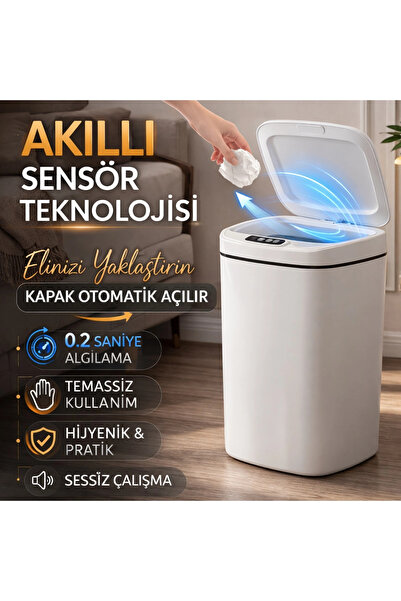 DGY STORE Sensörlü Çöp Kovası Otomatik Kapak Temassız