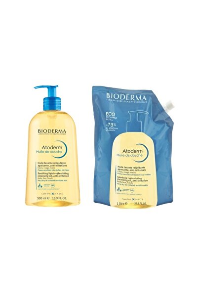 Bioderma Set ulei de duș Atoderm – 500ml + 1000ml Rezervă pentru ten uscat și...