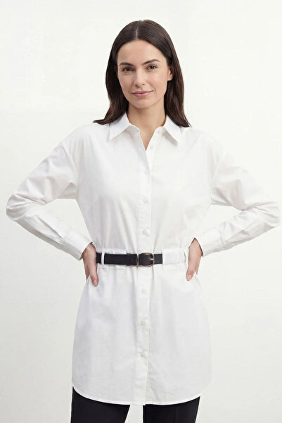 Loreen Belt Detailed Shirted Tunic-White White