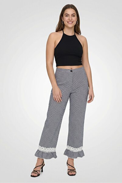 Maje Women Regular Fit Gingham Pattern Straight Leg Pants, Multicolor