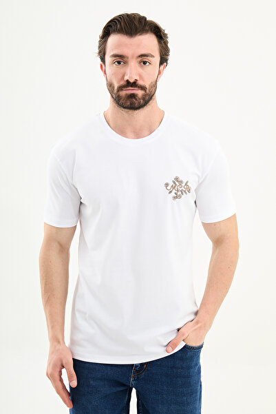 Mcr Plain Slim Fit Embroidered Crew Neck Men's T-Shirt White - 36869.26Y