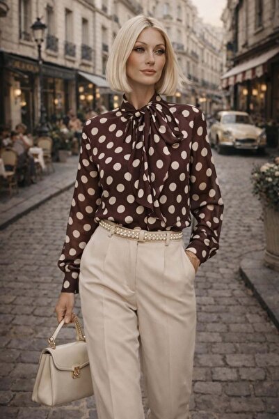 ibeeka Bluză vintage Paris cu buline Coco Pois