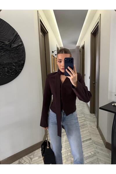 CKBUTİK Kahverengi Oturtmalı Kısa Ceket-85175