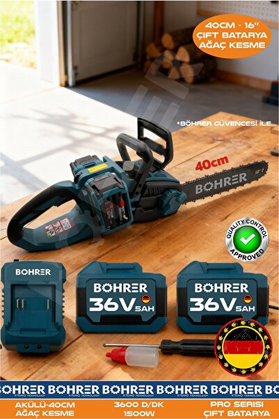 BÖHRER ÇİFT AKÜLÜ 36V 5AH 40CM 16'' AKÜLÜ OTOMATİK YAĞLAMALI ZİNCİRLİ AĞAÇ KE...