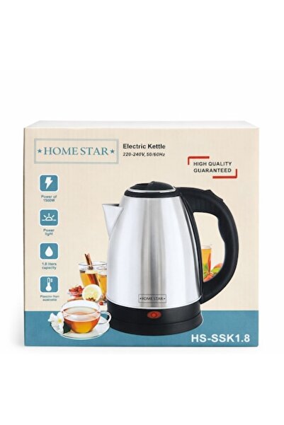Generic Home Star Electric Kettle, 1.8L, 1500W, Stainless Steel, LED Indicator