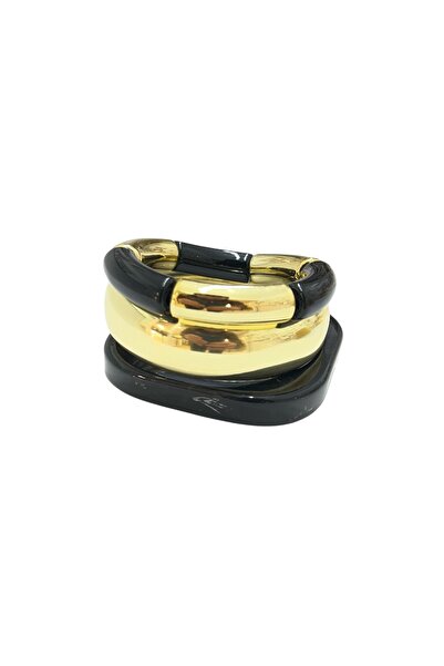 stravis Gold & Black Combination Bracelet Set