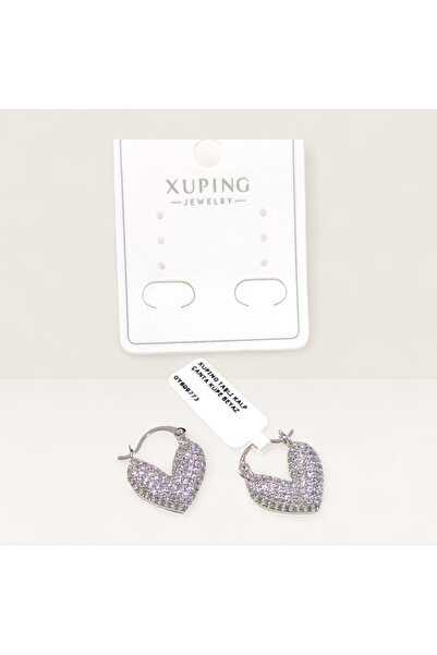 Güler Yüzlü Silver Xuping Stone Heart Bag Earrings White