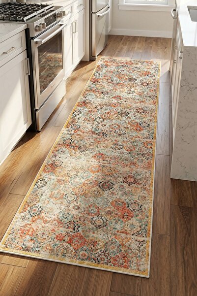 VOPTEKS Renkli Halı Mutfak Halısı Makinede Yıkanabilir Halı Kaymaz Taban Halı