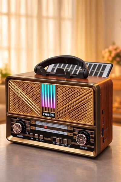 MEMİTA Everton RT-773 Nostaljik LED Işıklı Bluetooth Radyo | FM/AM/SW Taşınab...