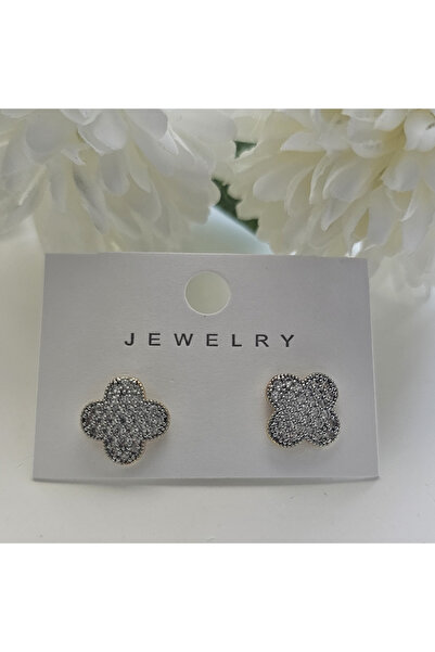 Mercan Yonca premium çelik zirkon taşlı küpe