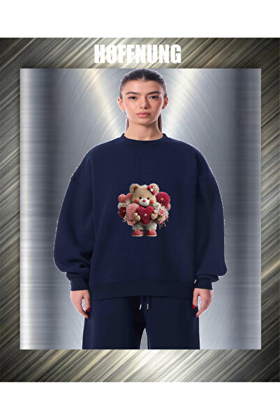 HOFFNUNG unisex Βαμβάκι lu oversized Love bear με τύπωμα με κουκούλα Άνετο φο...