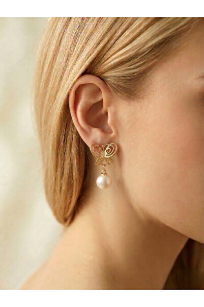 Candy Nuveria - Füsun Zarafet Kelebeği Altın Kaplama Küpe