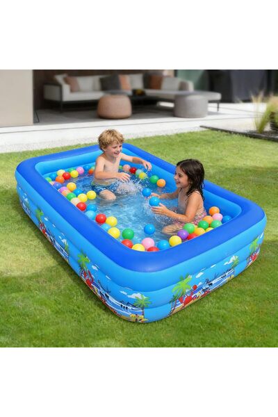 VTERLY حوض سباحة للأطفال، حوض سباحة مستطيل قابل للنفخ للأطفال الصغار، 125 × 8...