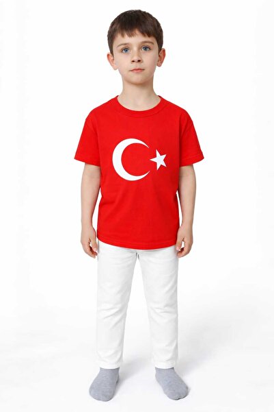 TİMİSİVA Unisex Oversized 23 April Flag B Printed P Cotton U Crew Neck Short ...