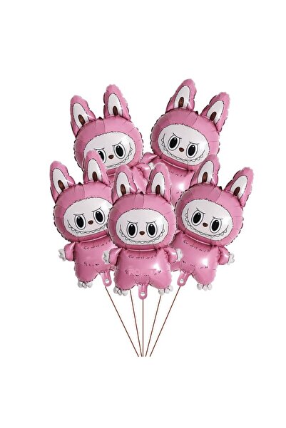 Ropet Set 5 Balone folie Labubu, 30 cm, Roz