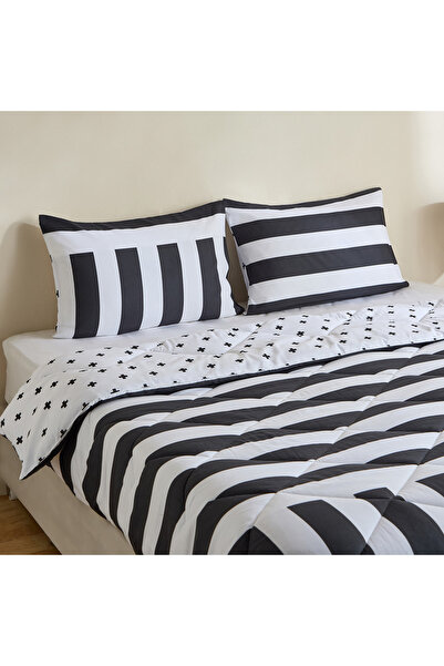 Home Box Madrid 3-Piece Scandi Print Microfiber King Reversible Comforter Set...