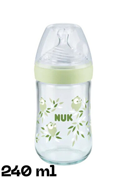 Nuk رضّاعة ناتشر سينس زجاج، بمؤشر حرارة ومقاس (M) للاطفال من 6 حتى 18شهر. لون...