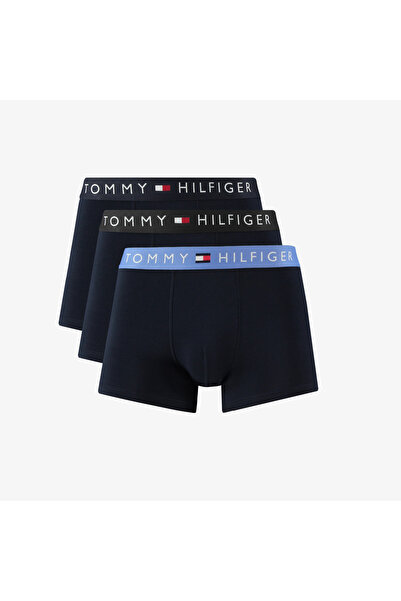 Tommy Hilfiger Trunk 3'lü Erkek Siyah Renkli Bantlı Boxer
