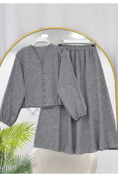 MODA VEDAT Women's Draped Linen Skirt Set -0600