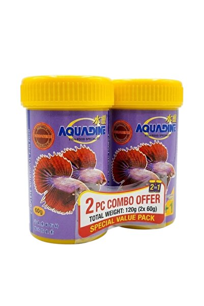 Aquadine طعام أسماك البيتا - عبوة مكونة من قطعتين للتلوين والنمو (60 غرام × 2)
