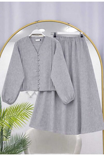 MODA VEDAT Women's Draped Linen Skirt Set -0600