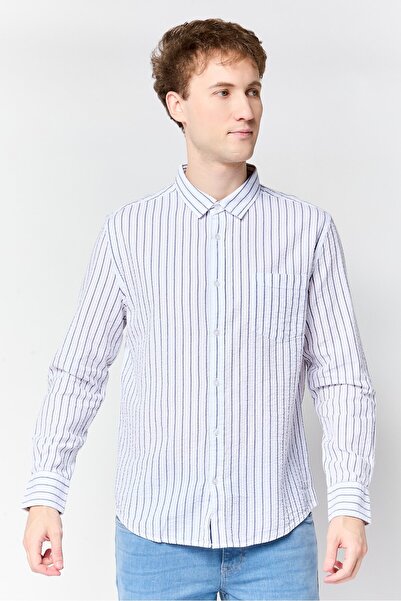 Nautica قميص جينز رجالي كاجوال مخطط بأكمام طويلة وقصة عادية، متعدد الألوان