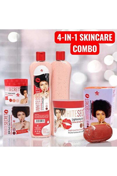 White secret مجموعة العناية بالبشرة المكونة من 4 قطع - كريم تفتيح الجسم، كريم...