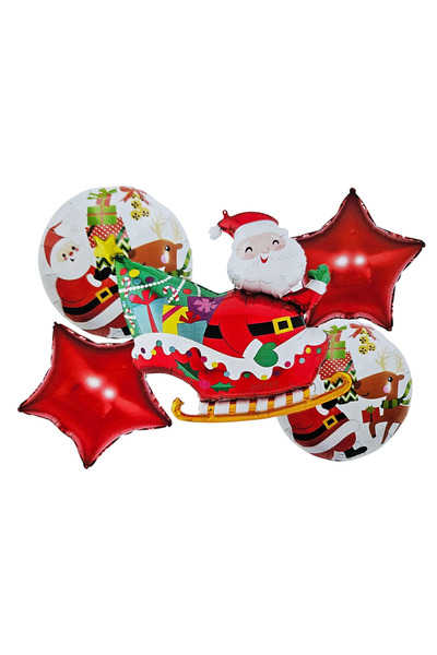 Ropet Set 5 baloane, Sania lui Mos Craciun, 45 - 65cm